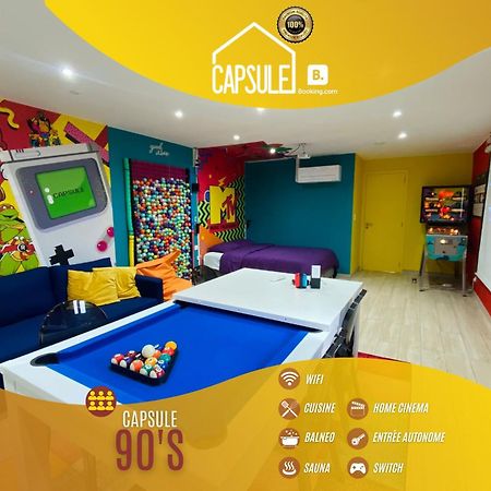 Capsule 90'S - Balneo - Sauna - Flipper - Billard - Netflix - Nintendo Switch & Jeux - Mons Exterior foto